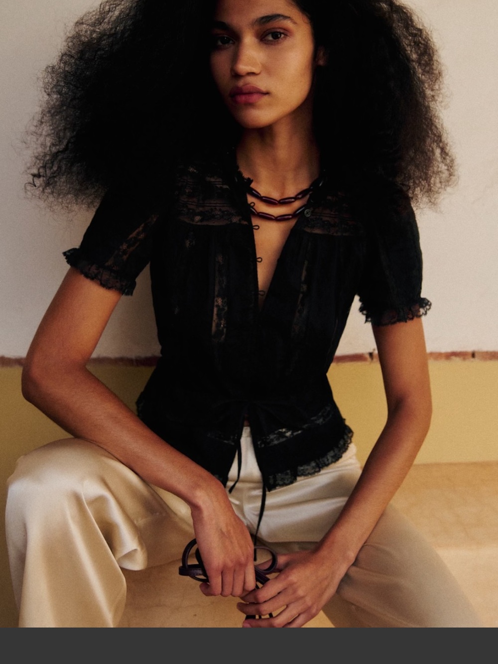 Sezane Black shenali shirt